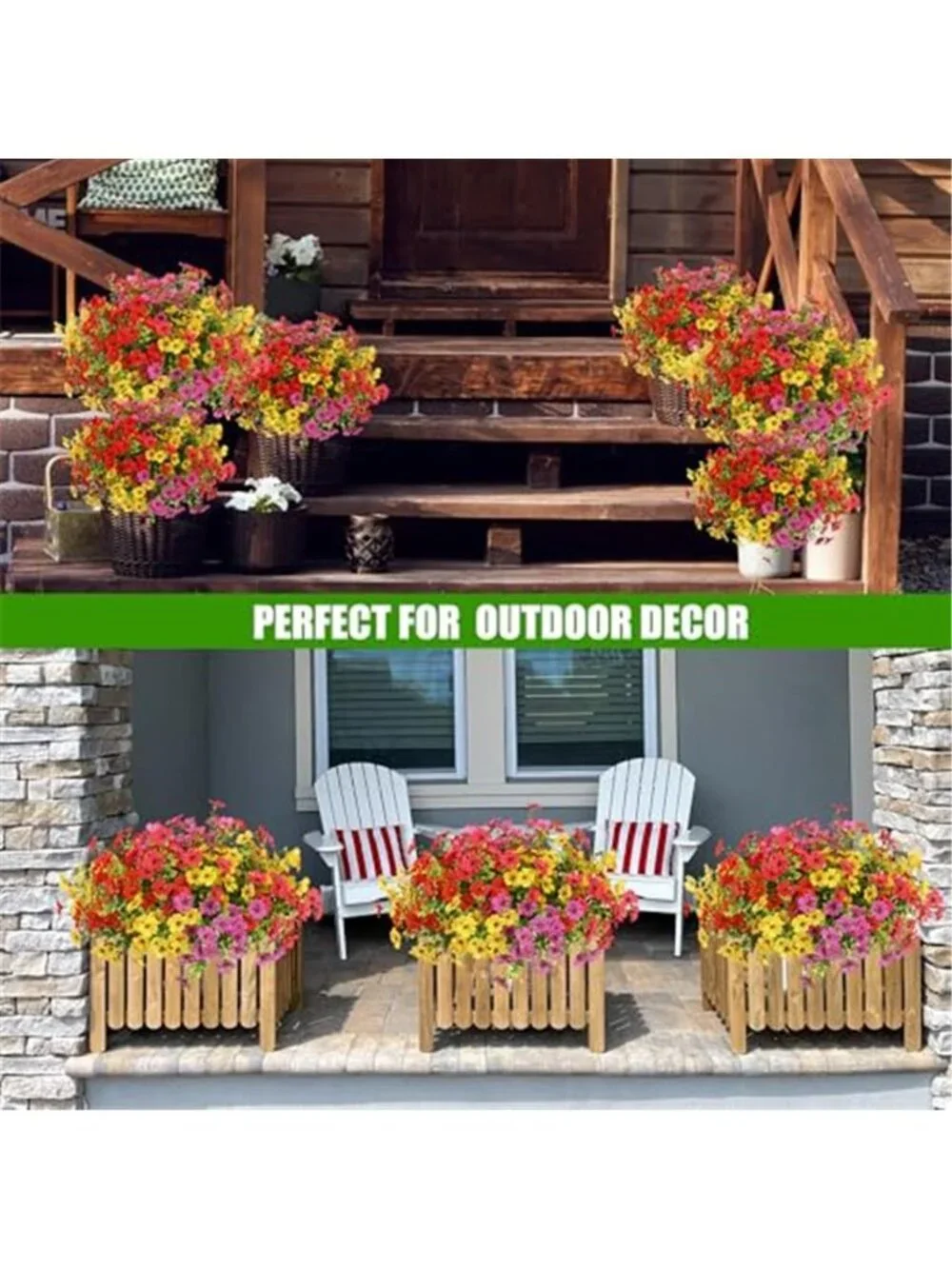 12 Bundle Faux Silk Daisy Eucalyptus UV Resistant Outdoor Fake Flowers Decor